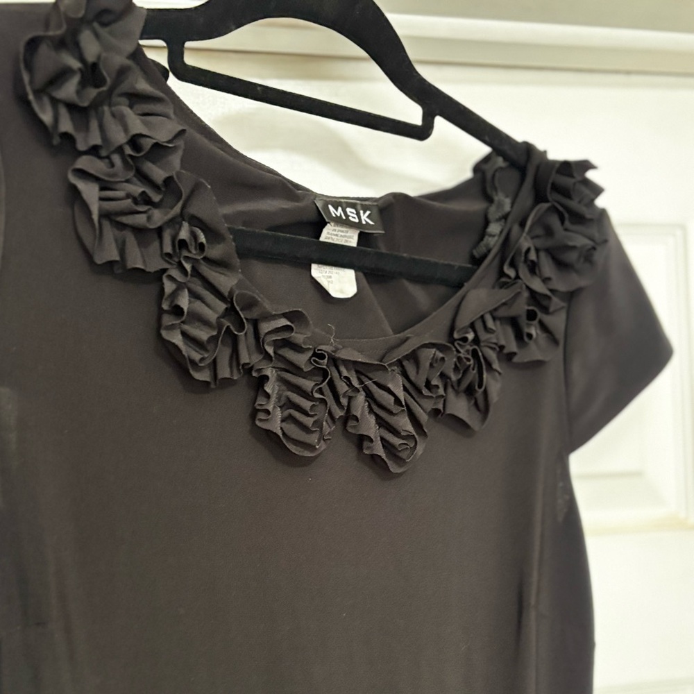 MSK Black Sheath Dress Bateau Neckline Short Sleeve 12